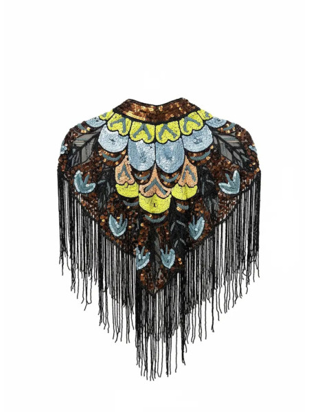 Cape Multi Tribal Marron Jaune et Bleu clair