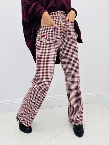 Pantalon vichy bordeaux ou bleu