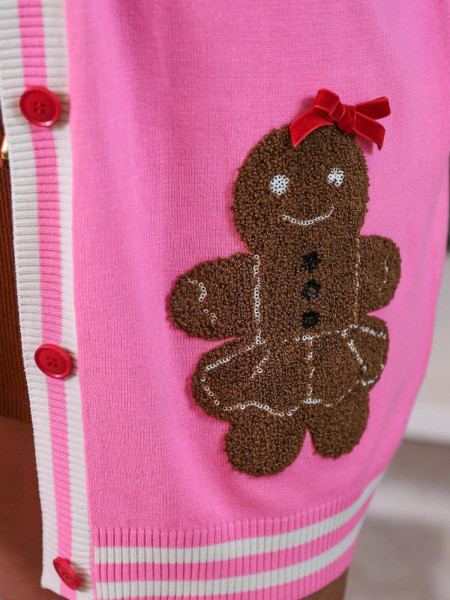 Gilet long pain d'epices Rose