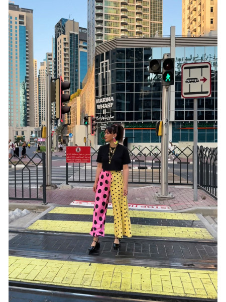 Pantalon court à pois pop