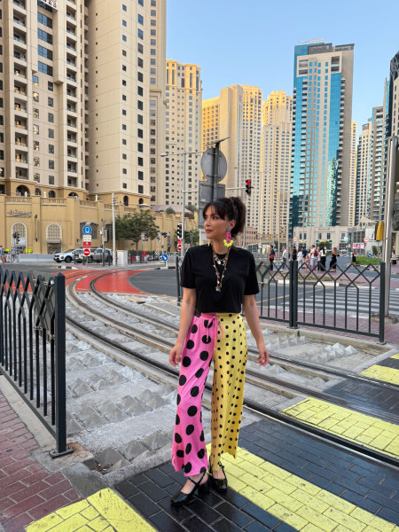 Pantalon court à pois pop