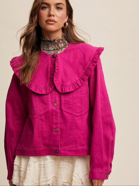 copy of Veste en Jean Col a Volants Rose vif
