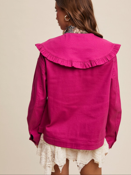 copy of Veste en Jean Col a Volants Rose vif