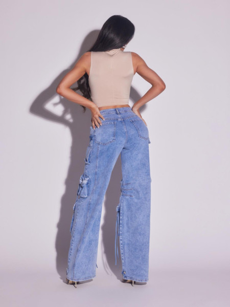 Jean cargo en denim