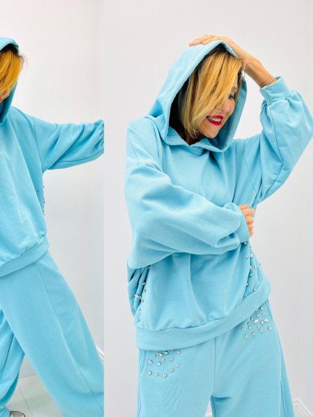 Sweat capuche bleu ou rose