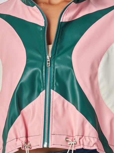 Blouson en faux cuir vert