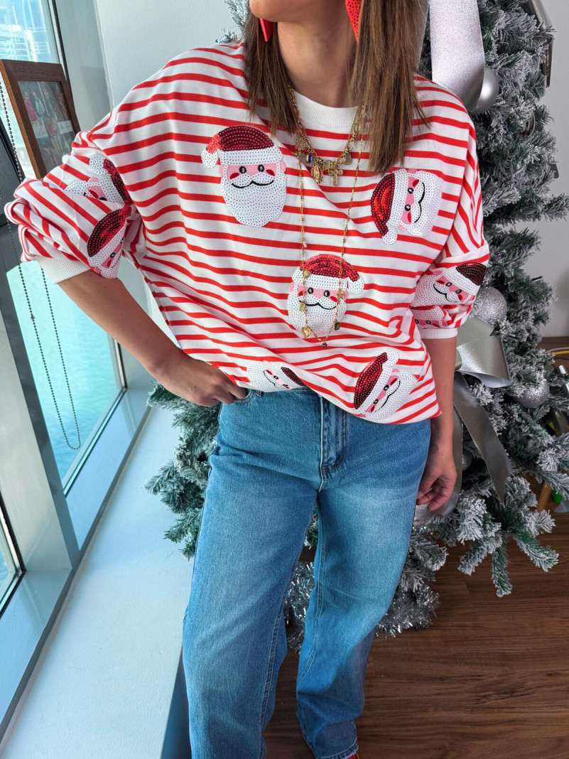 Pull de Noel à rayures...