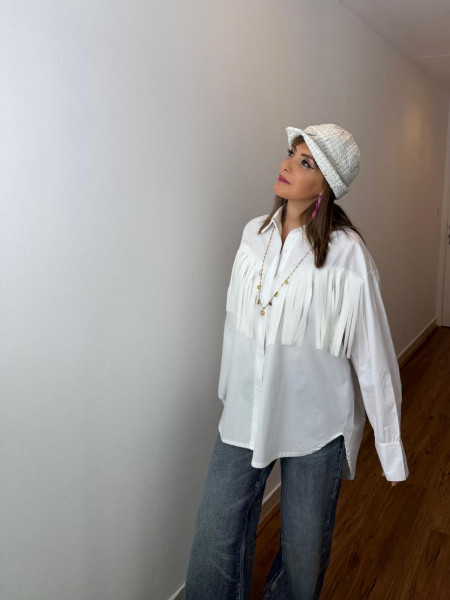 Chemise blanche franges