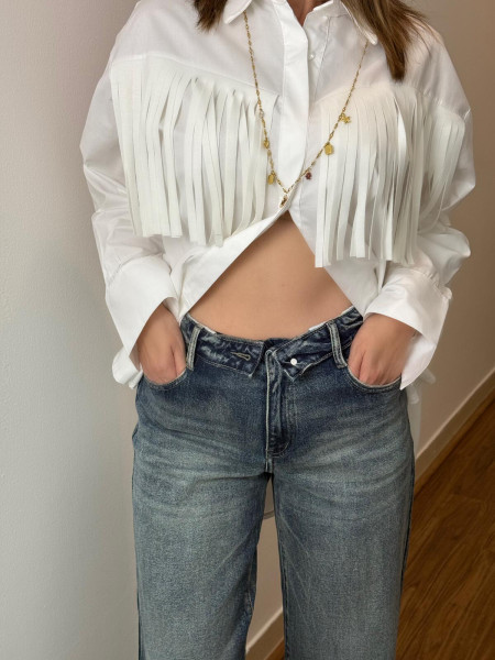 Chemise blanche franges