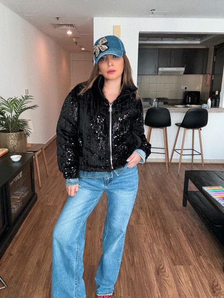 Bomber sequin noir