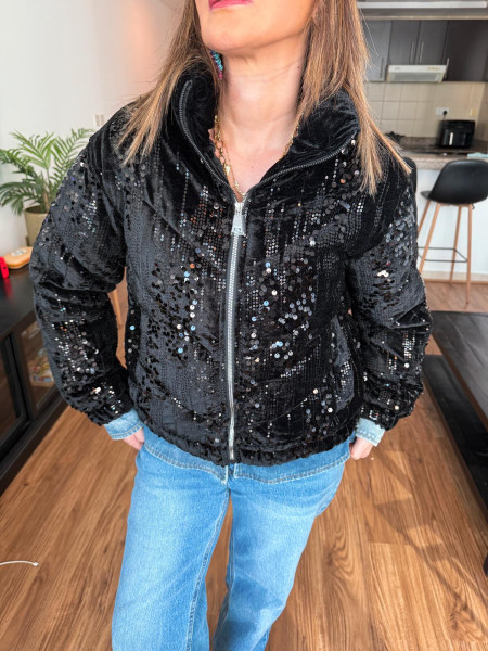 Bomber sequin noir