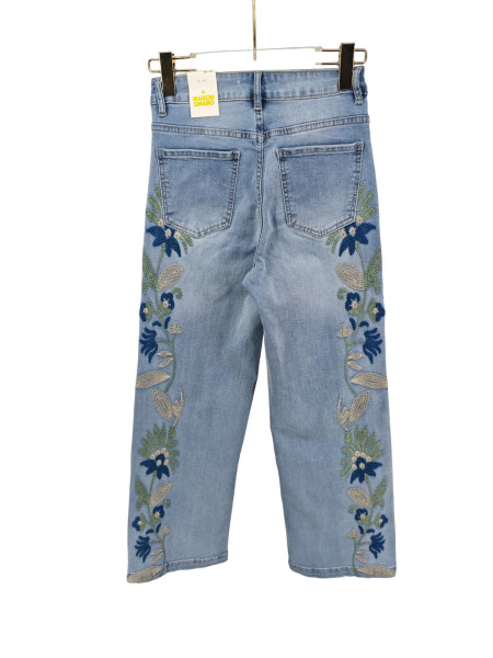 Jeans fleurs bleu