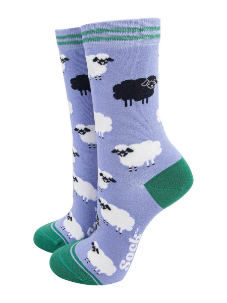 Chaussettes - Bleu clair/Vert, Mouton noir