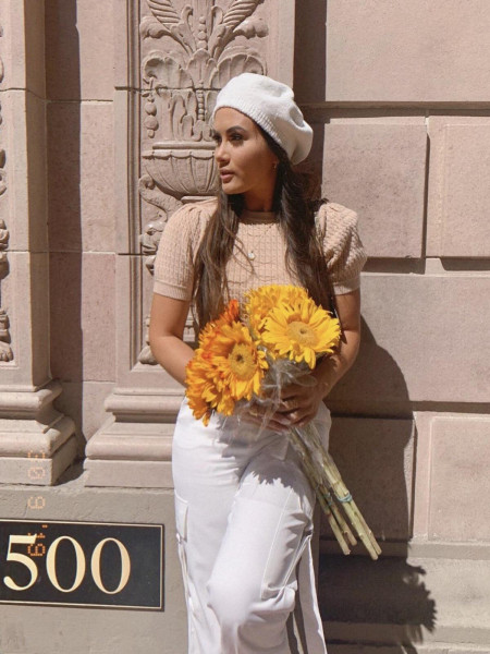 Beret uni en chenille blanc