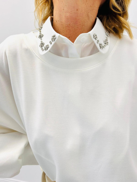 Sous col rond bijou fleurs