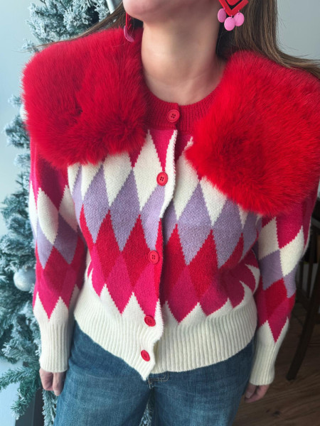 Cardigan design banana multicolore