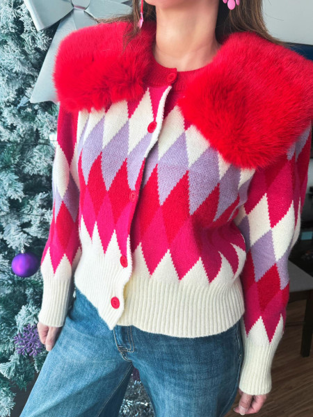 Cardigan design banana multicolore