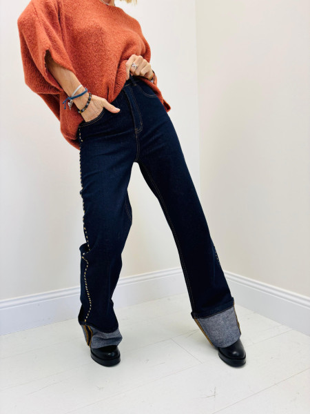 Jean wide brut clouté