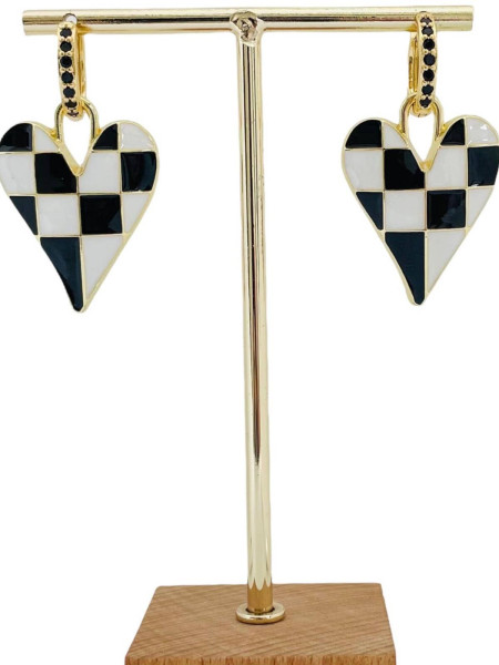 Swelya Black & White Hoop Earrings