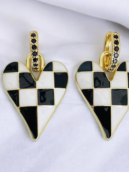 Swelya Black & White Hoop Earrings