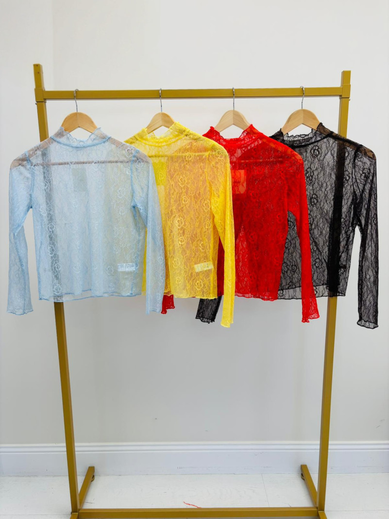 Top dentelle rouge ou jaune