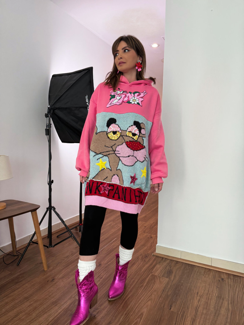 Sweat panthère rose