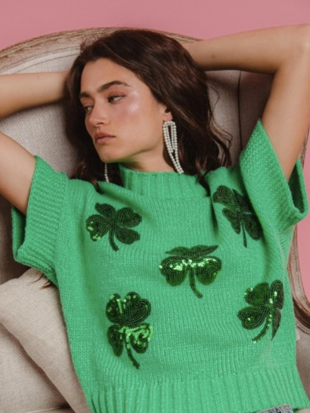 Pull Trèfles à sequins