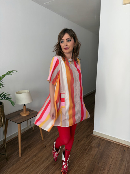 Robe midi à rayures couleurs