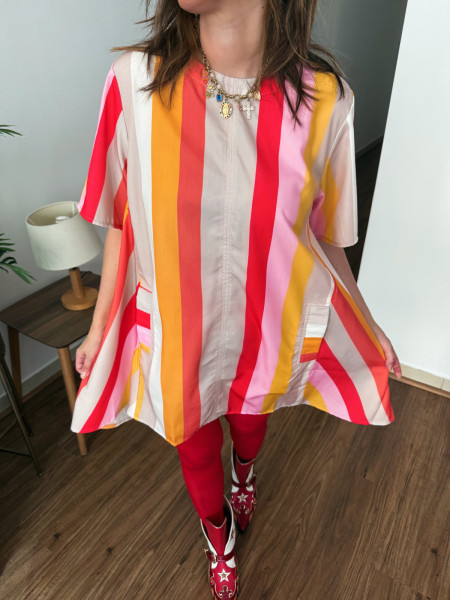 Robe midi à rayures couleurs