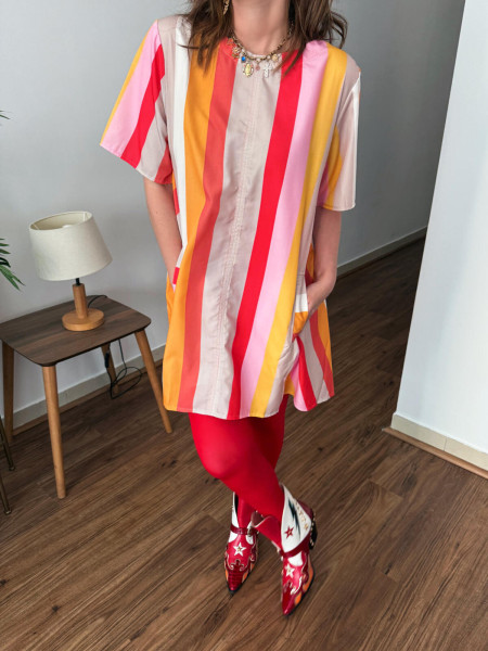 Robe midi à rayures couleurs