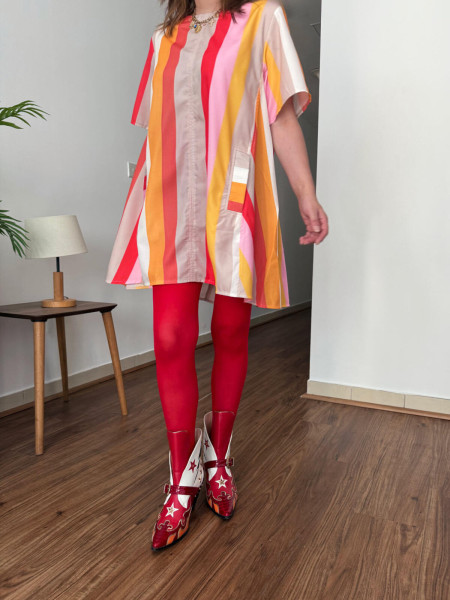 Robe midi à rayures couleurs