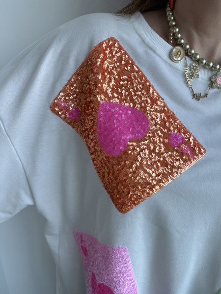 Sweat-shirt des cartes en sequin