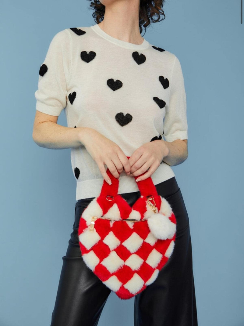 Sac cœur damier rouge