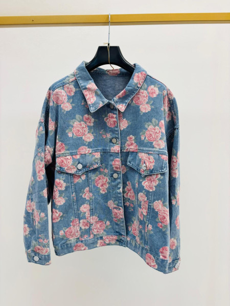 Veste jean FLOWER PINK