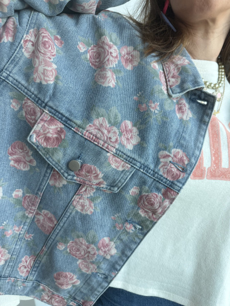 Veste jean FLOWER PINK