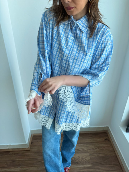 copy of Chemise bleu dentelle