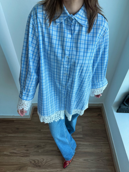 copy of Chemise bleu dentelle