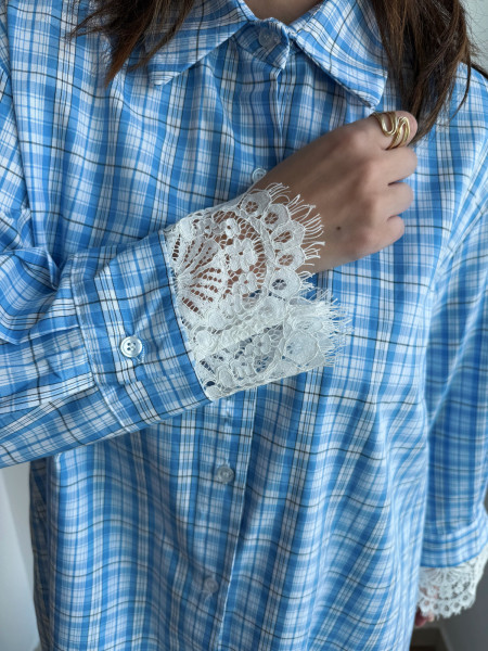 copy of Chemise bleu dentelle