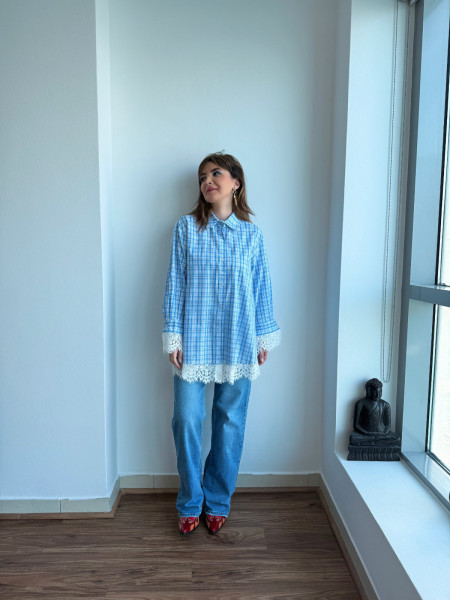 copy of Chemise bleu dentelle