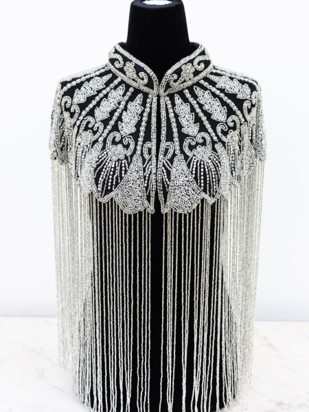 Cape en perles de verre argent vintage