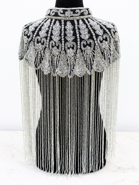 copy of Cape en perles de verre argent vintage