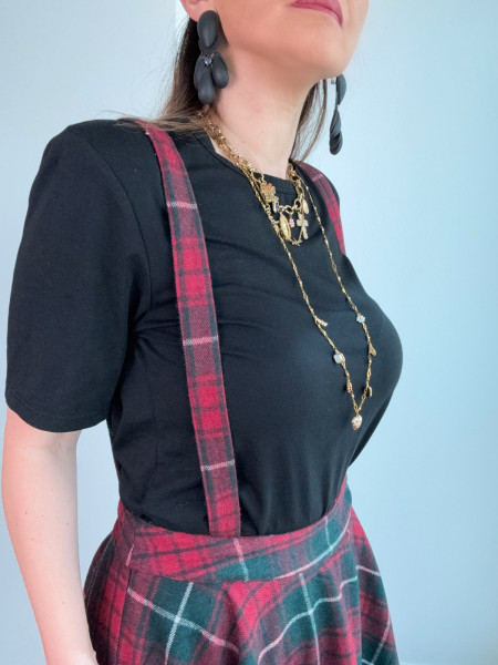 Jupe bretelle Tartan en laine
