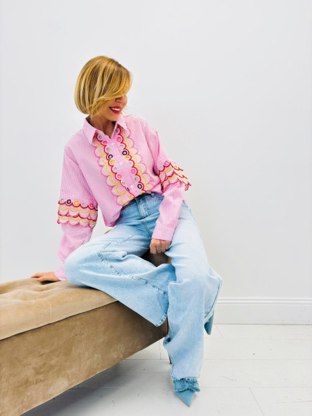 Chemise rayé rose