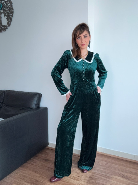copy of Combinaison en velours à jambes larges vert
