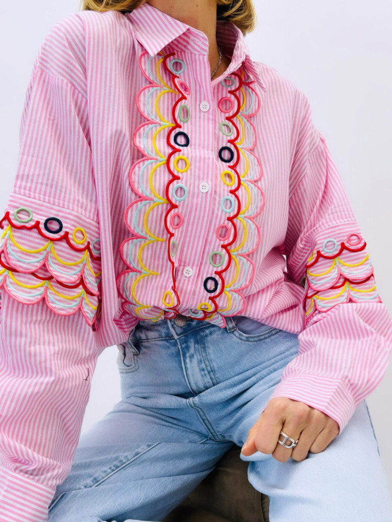 Chemise rayé rose