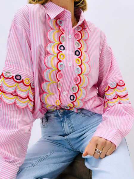 Chemise rayé rose