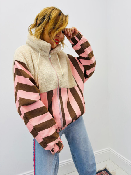 Veste teddy rayures