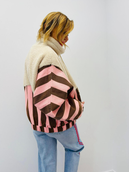Veste teddy rayures