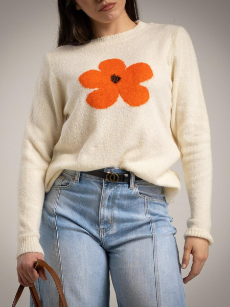 Pull fleur blanc