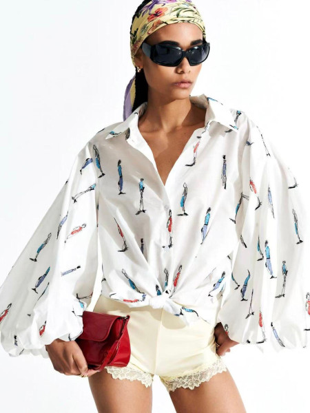 Chemise bouffante brodée